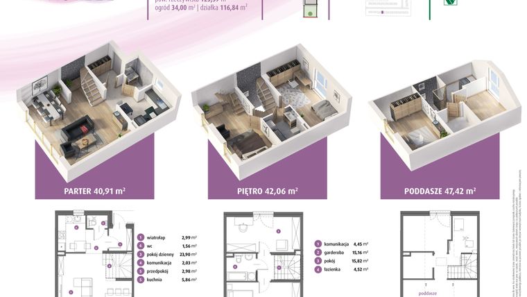 Rzut - Dom na sprzedaż 4 pokoje o powierzchni 126,74 m² - numer 23a w Osiedle Pastell