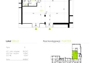 Rzut - Lokal użytkowy na sprzedaż 1 pokój o powierzchni 94,82 m² - numer B6.L2 w Osiedle Natura Park etap II