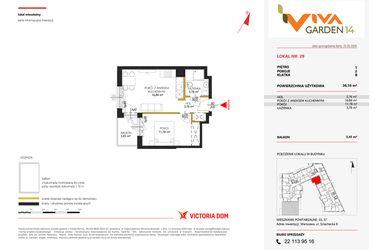 Rzut - Mieszkanie na sprzedaż 2 pokoje o powierzchni 36,16 m² - numer 29 w Viva Garden 14