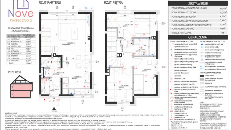 Rzut - Dom na sprzedaż 4 pokoje o powierzchni 84,65 m² - numer F3.2 w Nove Piaseczno 2 etap F