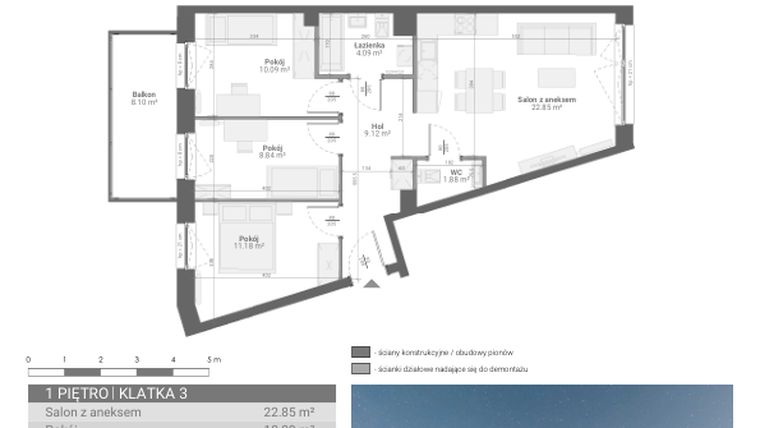Rzut - Mieszkanie na sprzedaż 4 pokoje o powierzchni 68,05 m² - numer M48 w Ultra Marina etap II