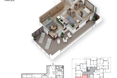 Rzut - Mieszkanie na sprzedaż 3 pokoje o powierzchni 53,34 m² - numer 1 w Villa Park - Etap III
