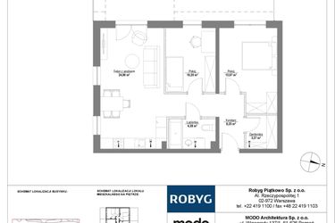 Rzut - Mieszkanie na sprzedaż 3 pokoje o powierzchni 65,07 m² - numer 0M07 w Początek Piątkowo bud. F