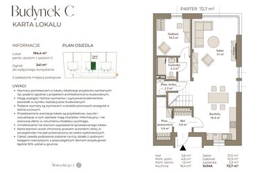 Rzut - Dom na sprzedaż 6 pokoi o powierzchni 194,4 m² - numer C w Słowackiego 5