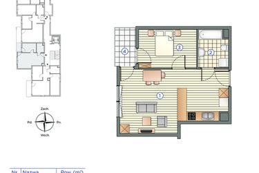Rzut - Mieszkanie na sprzedaż 2 pokoje o powierzchni 38,38 m² - numer 10 w Pychowicka 27