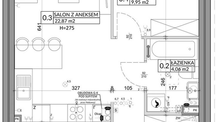 Rzut - Mieszkanie na sprzedaż 3 pokoje o powierzchni 57,39 m² - numer 72A w Osiedle Młodych etap VII
