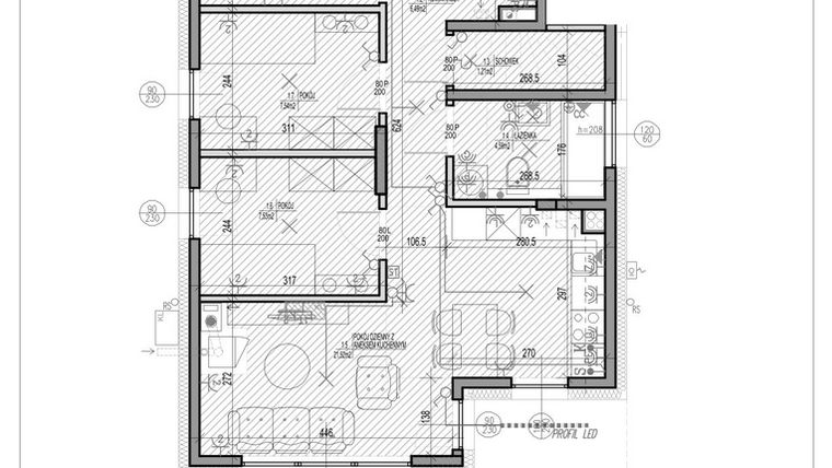 Rzut - Mieszkanie na sprzedaż 4 pokoje o powierzchni 61,19 m² - numer K2.1 w HEJ! Baniocha K