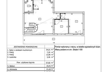 Rzut - Mieszkanie na sprzedaż 3 pokoje o powierzchni 57,82 m² - numer 122 w Aquamarina Dąbki