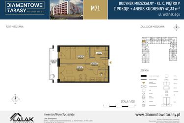 Rzut - Mieszkanie na sprzedaż 2 pokoje o powierzchni 40,33 m² - numer CM71 w Diamentowe Tarasy