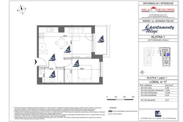 Rzut - Mieszkanie na sprzedaż 2 pokoje o powierzchni 39,19 m² - numer 17 w Apartamenty Teligi