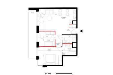 Rzut - Mieszkanie na sprzedaż 3 pokoje o powierzchni 65,08 m² - numer F.2.1 w INSPIRE ETAP V – bud. F, G