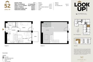 Rzut - Mieszkanie na sprzedaż 2 pokoje o powierzchni 65,48 m² - numer A52 w Look Up House