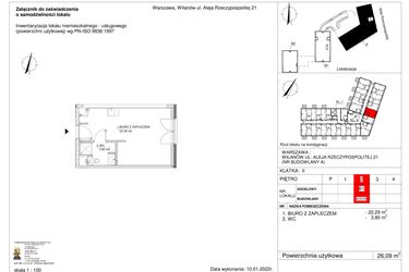 Rzut - Lokal użytkowy na sprzedaż 1 pokój o powierzchni 26,09 m² - numer 61 w RZ21