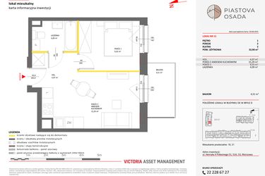Rzut - Mieszkanie na sprzedaż 2 pokoje o powierzchni 33,9 m² - numer D.15 w Piastova Osada