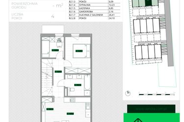 Rzut - Mieszkanie na sprzedaż 4 pokoje o powierzchni 86,2 m² - numer B2 w Zielona Krzyszkowicka