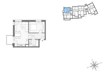 Rzut - Mieszkanie na sprzedaż 2 pokoje o powierzchni 42,92 m² - numer A.5 w Stawowa ABC