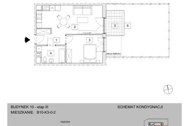 Rzut - Mieszkanie na sprzedaż 2 pokoje o powierzchni 44,78 m² - numer B10-K3-0-2 w Żerniki na Novo III
