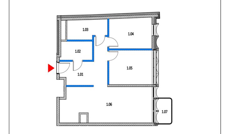 Rzut - Mieszkanie na sprzedaż 3 pokoje o powierzchni 67,46 m² - numer 8 w Garbary 68