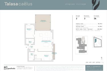 Rzut - Mieszkanie na sprzedaż 2 pokoje o powierzchni 65 m² - numer 2.3A w Talasa Caelus -  Denia