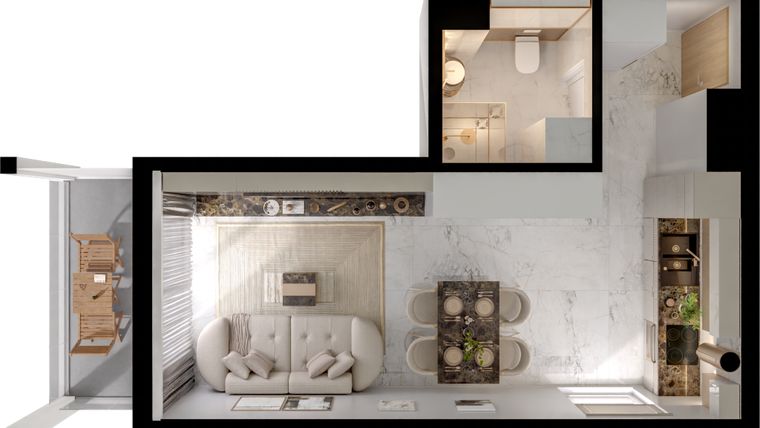 Rzut - Mieszkanie na sprzedaż 1 pokój o powierzchni 31,23 m² - numer A5/3/30 w GEMINI G-7