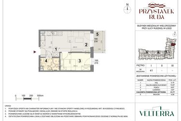 Rzut - Mieszkanie na sprzedaż 2 pokoje o powierzchni 31,96 m² - numer 41 w Przystanek Ruda