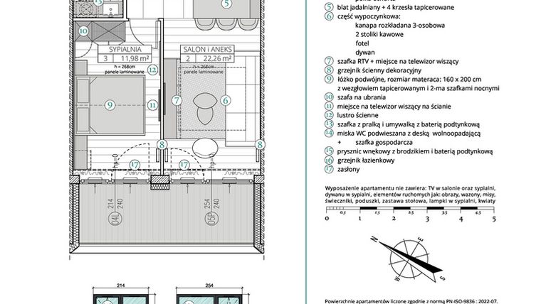 Rzut - Mieszkanie na sprzedaż 2 pokoje o powierzchni 42,87 m² - numer A.4.5 w Remedium