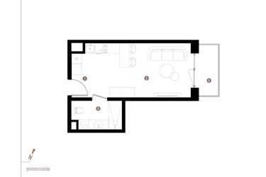 Rzut - Mieszkanie na sprzedaż 1 pokój o powierzchni 27,12 m² - numer A2.4.10 w Apartamenty Grundmanna