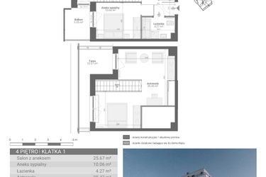 Rzut - Mieszkanie na sprzedaż 3 pokoje o powierzchni 65,43 m² - numer M19 w Ultra Marina etap II