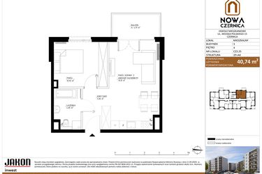 Rzut - Mieszkanie na sprzedaż 2 pokoje o powierzchni 40,74 m² - numer CZ3.25 w Nowa Czernica - etap II