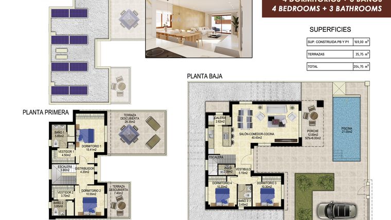 Rzut - Dom na sprzedaż 3 pokoje o powierzchni 204,75 m² - numer 22 w Domy w Orihuela - 72500927