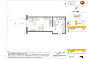 Rzut - Mieszkanie na sprzedaż 1 pokój o powierzchni 29,55 m² - numer D.5 w Osiedle Rapsodia etap 2