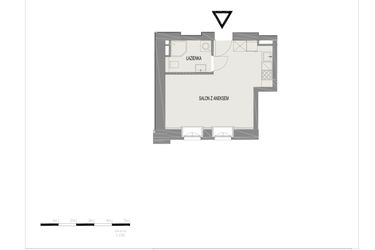 Rzut - Mieszkanie na sprzedaż 1 pokój o powierzchni 25,56 m² - numer A13 w Komuny Paryskiej 19a