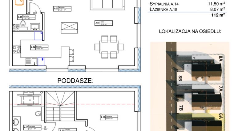 Rzut - Dom na sprzedaż 4 pokoje o powierzchni 112 m² - numer 6A w Osiedle Łanowa etap II