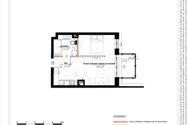 Rzut - Mieszkanie na sprzedaż 2 pokoje o powierzchni 37,82 m² - numer A.4.44 w Daszyńskiego Square etap 1