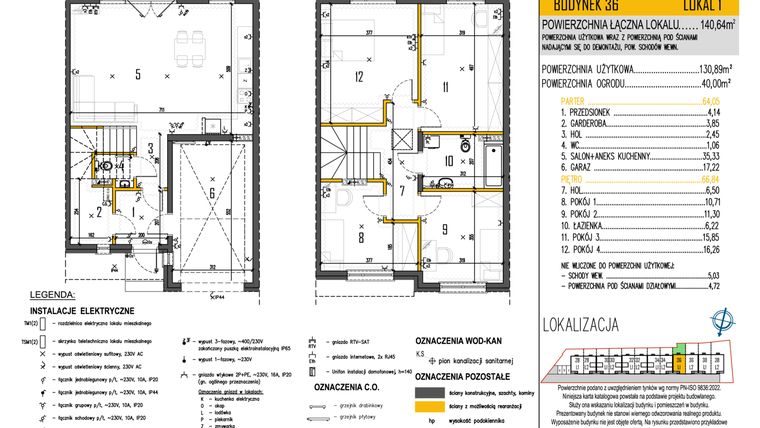 Rzut - Dom na sprzedaż 5 pokoi o powierzchni 130,89 m² - numer 36/1 w Osiedle Skrzetuskiego II