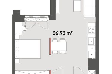 Rzut - Mieszkanie na sprzedaż 1 pokój o powierzchni 41,91 m² - numer A.07.11 w Żelazna 54