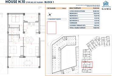 Rzut - Mieszkanie na sprzedaż 2 pokoje o powierzchni 95 m² - numer 10 w Velapi II - Murcia