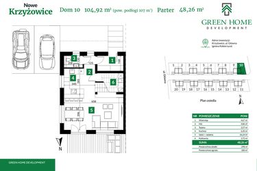 Rzut - Dom na sprzedaż 5 pokoi o powierzchni 105 m² - numer 10 w Nowe Krzyżowice II