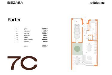 Rzut - Mieszkanie na sprzedaż 5 pokoi o powierzchni 175,53 m² - numer 7C w BIEGASA