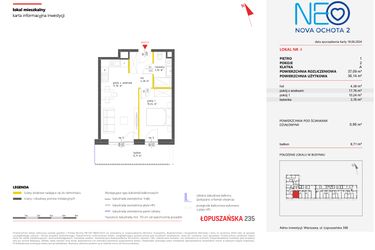 Rzut - Mieszkanie na sprzedaż 2 pokoje o powierzchni 37,09 m² - numer 4 w Neo Nova Ochota 2