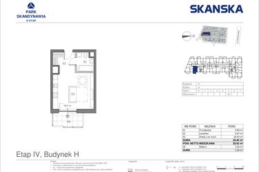 Rzut - Mieszkanie na sprzedaż 1 pokój o powierzchni 29,4 m² - numer HA0530 w Park Skandynawia V