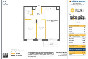 Rzut - Mieszkanie na sprzedaż 3 pokoje o powierzchni 57,8 m² - numer A/27 w Impuls Marywilska