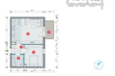 Rzut - Mieszkanie na sprzedaż 2 pokoje o powierzchni 49,36 m² - numer 7.53 w Osiedle Uniwersyteckie etap III