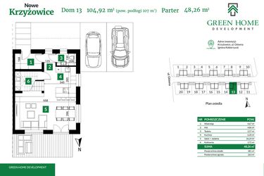 Rzut - Dom na sprzedaż 5 pokoi o powierzchni 105 m² - numer 13 w Nowe Krzyżowice II
