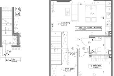 Rzut - Mieszkanie na sprzedaż 3 pokoje o powierzchni 58,82 m² - numer 26 w Manufaktura Marki 2 etap II