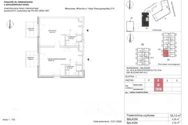 Rzut - Mieszkanie na sprzedaż 2 pokoje o powierzchni 55,13 m² - numer 10 w RZ21