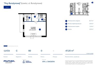 Rzut - Lokal użytkowy na sprzedaż 4 pokoje o powierzchni 47,2 m² - numer LU/C6 w Przy Bursztynowej