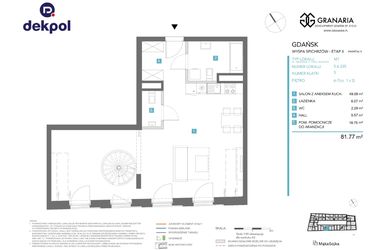 Rzut - Mieszkanie na sprzedaż 1 pokój o powierzchni 81,77 m² - numer 5.6.235 w Granaria