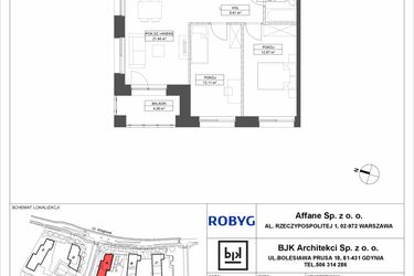 Rzut - Mieszkanie na sprzedaż 3 pokoje o powierzchni 57,52 m² - numer A.5M02 w WENDY