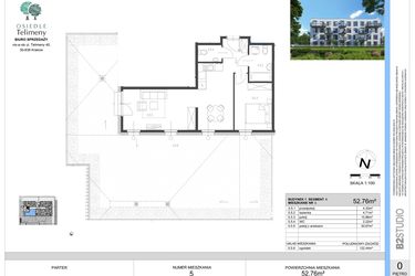 Rzut - Mieszkanie na sprzedaż 3 pokoje o powierzchni 52,76 m² - numer A.5 w Osiedle Telimeny etap III